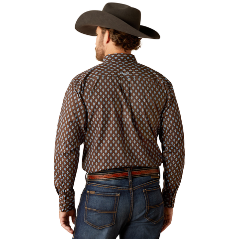 Ariat Mens Team Oak L/S Shirt (10054056) Brown/Light Blue