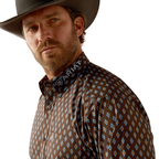 Ariat Mens Team Oak L/S Shirt (10054056) Brown/Light Blue