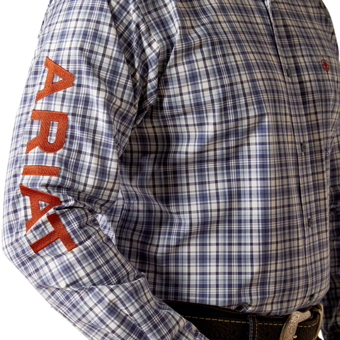 Ariat Mens Pro Series Team Orion L/S Shirt (10054059) Navy/Orange