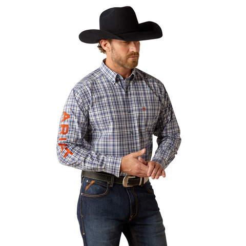 Ariat Mens Pro Series Team Orion L/S Shirt (10054059) Navy/Orange