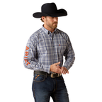 Ariat Mens Pro Series Team Orion L/S Shirt (10054059) Navy/Orange