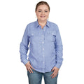 Just Country Womens Brooke Bamboo Blend Full Button L/S Work Shirt (WBLS2402) Blue Houndstooth