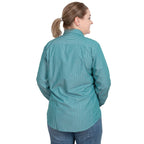 Just Country Womens Brooke Bamboo Blend Full Button L/S Work Shirt (WBLS2407) Green/White Stripe