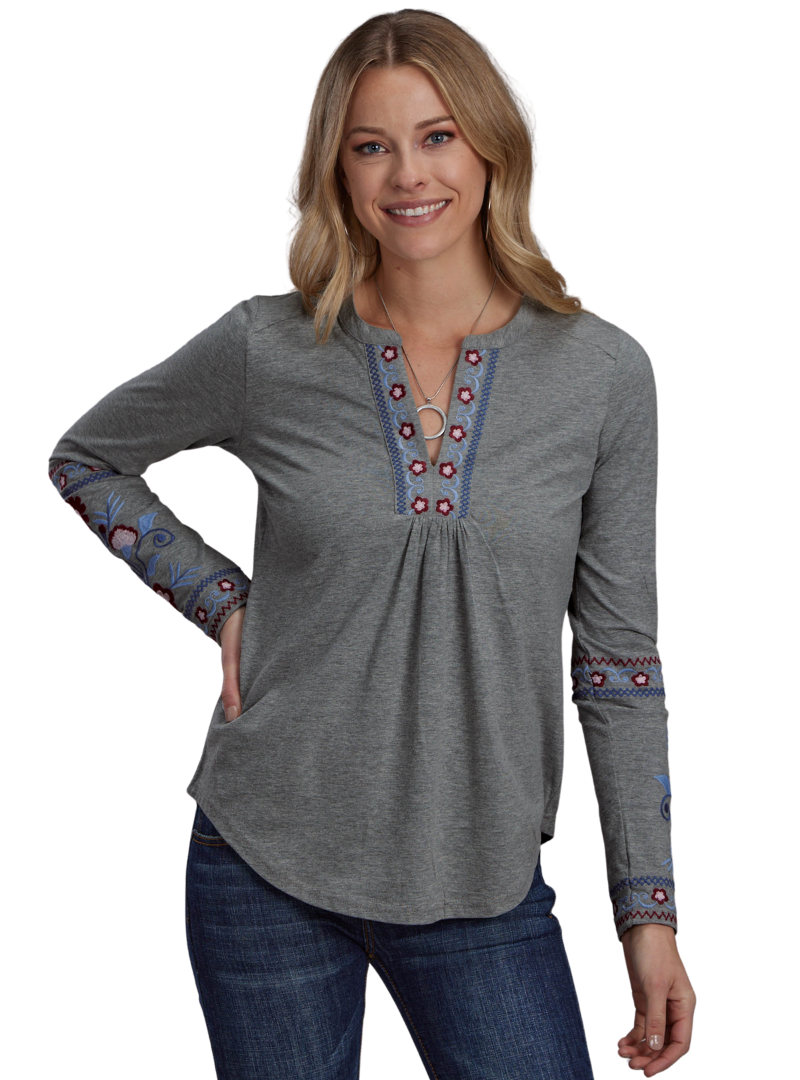 Roper Womens Studio West Collection L/S Jersey (38513084) Grey [SD]