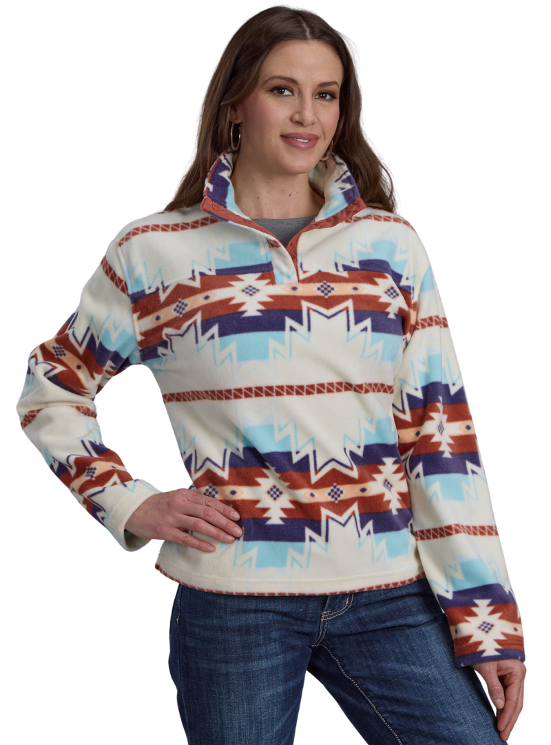 Roper Womens Fleece Pullover Jumper (98250097) Print White [SD]