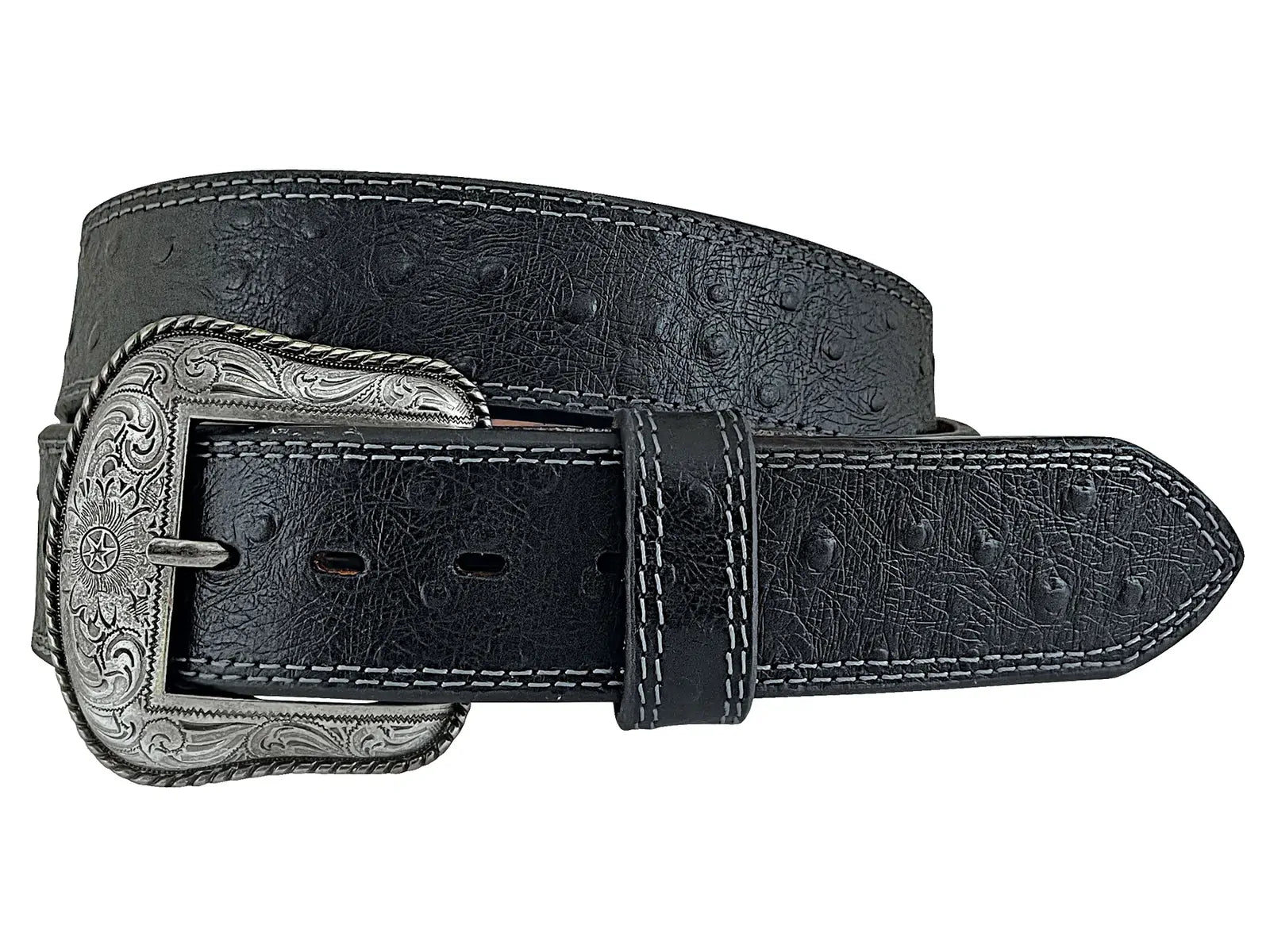 Roper Mens 1.1/2" Genuine Leather Belt (8682500K) Black/Ostrich Print