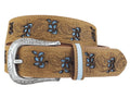 Roper Womens 1.1/2" Distressed Leather Belt (8866790) Floral Emboss/Cut Outs Brown