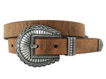 Roper Womens 1.1/4" Distressed Leather Belt With 3 Piece Buckle (9666300) Brown [SD]