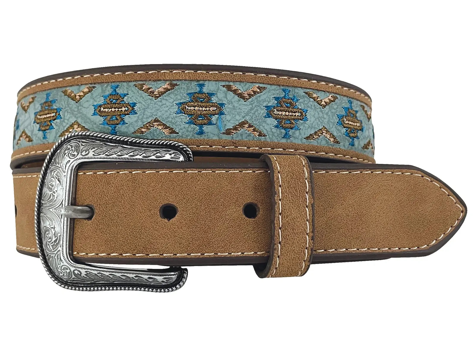 Roper Boys 1.1/4" Manmade Leather Belt (1780300) Brown/Aztec Embroidery