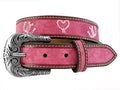 Roper Girls 1.1/4" Manmade Leather Belt (9714300) Pink/Embroidered Horseshoes/Lassos