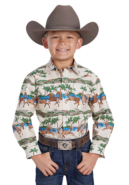Roper Boys Vintage Collection L/S Shirt (30482201) Print Brown [SD]