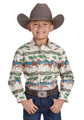 Roper Boys Vintage Collection L/S Shirt (30482201) Print Brown [SD]