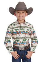 Roper Boys Vintage Collection L/S Shirt (30482201) Print Brown [SD]