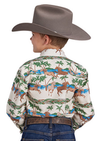 Roper Boys Vintage Collection L/S Shirt (30482201) Print Brown [SD]
