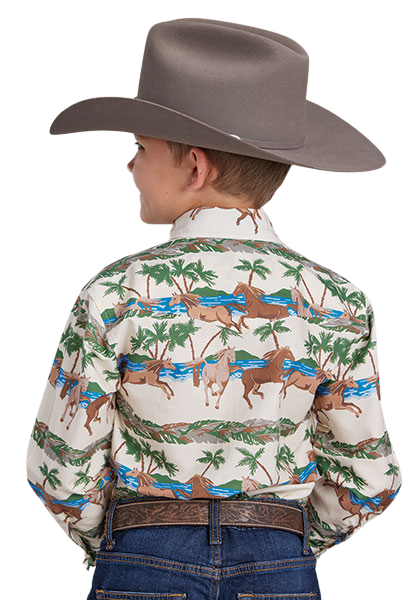 Roper Boys Vintage Collection L/S Shirt (30482201) Print Brown [SD]