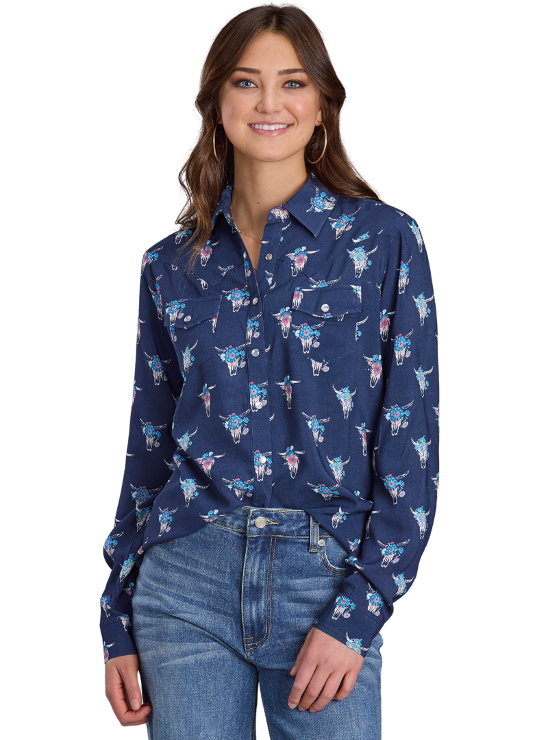 Roper Womens Five Star Collection L/S Shirt (50590280) Print Blue [SD]