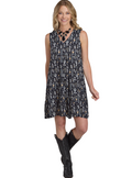 Roper Womens Studio West Collection Sleeveless Dress (57590050) Print Black [SD]