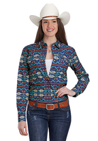 Roper Womens West Made Collection L/S Shirt (50067253) Print Blue [SD]