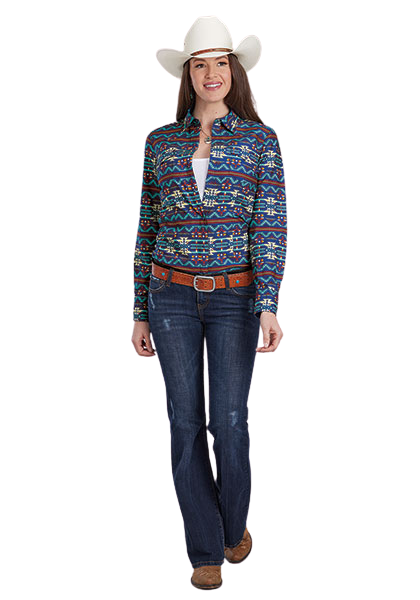 Roper Womens West Made Collection L/S Shirt (50067253) Print Blue [SD]
