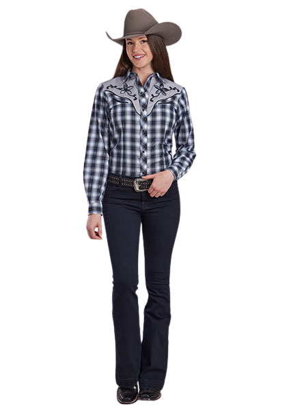 Roper Womens Karman Special Collection L/S Shirt (50024012) Plaid Black [SD]
