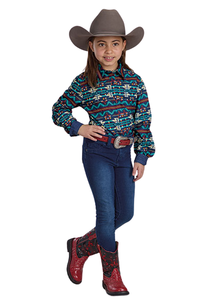 Roper Girls West Made Collection L/S Shirt (80067253) Print Blue [SD]