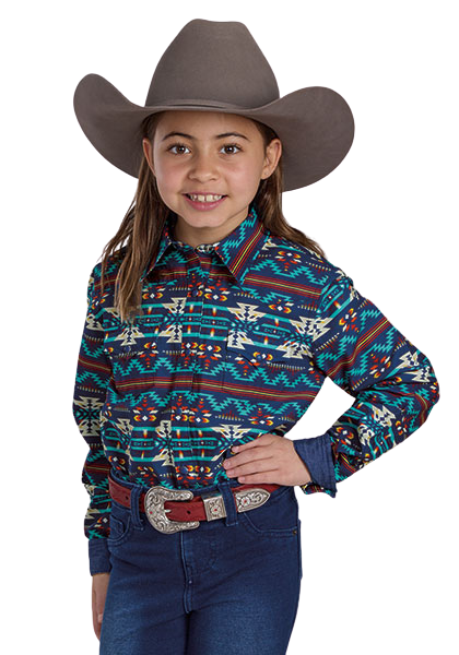 Roper Girls West Made Collection L/S Shirt (80067253) Print Blue [SD]