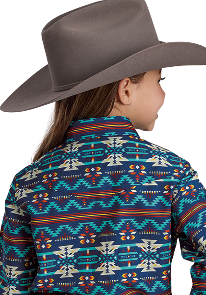 Roper Girls West Made Collection L/S Shirt (80067253) Print Blue [SD]