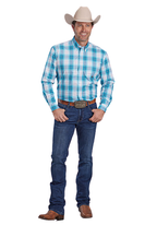 Roper Mens Amarillo Collection L/S Shirt (01379015) Plaid Blue