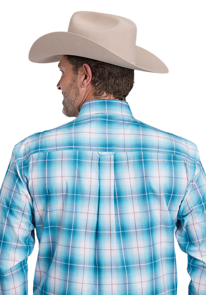 Roper Mens Amarillo Collection L/S Shirt (01379015) Plaid Blue