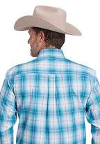 Roper Mens Amarillo Collection L/S Shirt (01379015) Plaid Blue