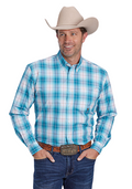 Roper Mens Amarillo Collection L/S Shirt (01379015) Plaid Blue