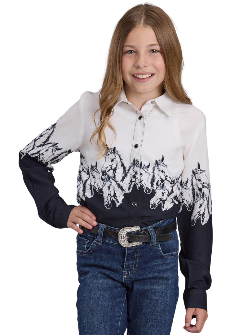 Roper Girls Five Star Collection L/S Shirt (80590090) Print Black [SD]