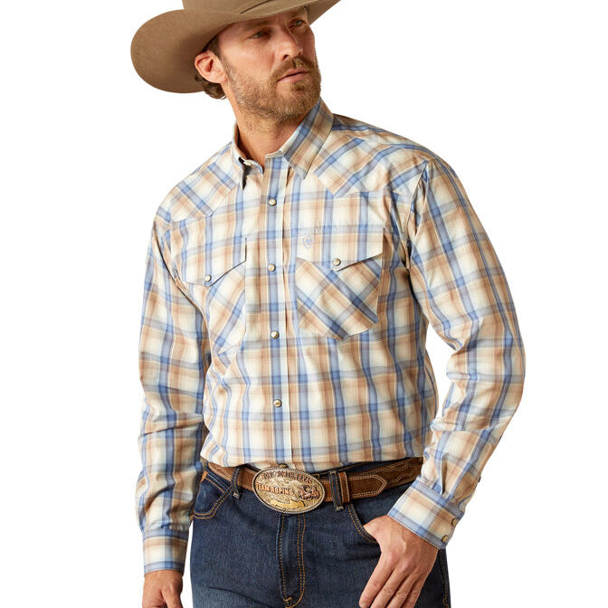 Ariat Mens Pro Series Clint L/S Snap Shirt (10054075) Khaki [SD]
