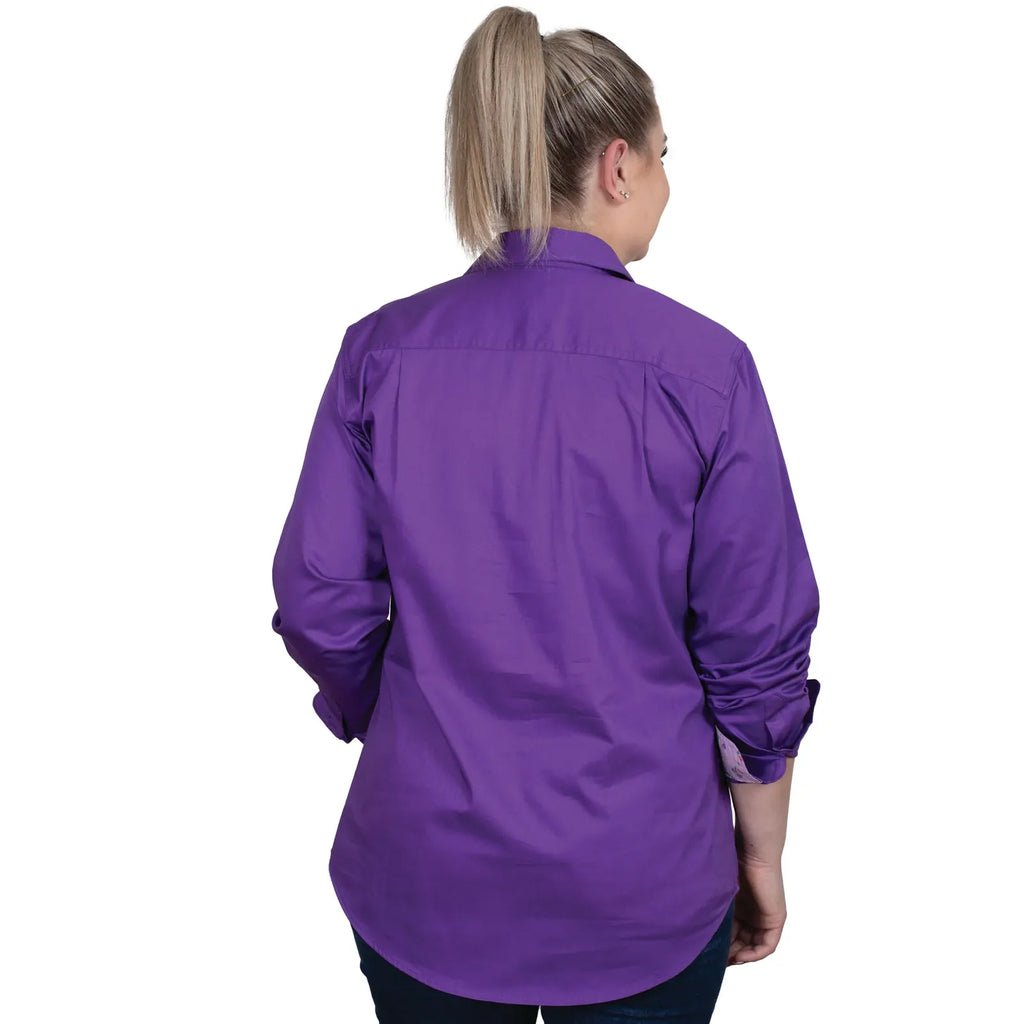 Just Country Womens Jahna Trim L/S Half Button Shirt (WWLS2508) Purple/Lavender Posey