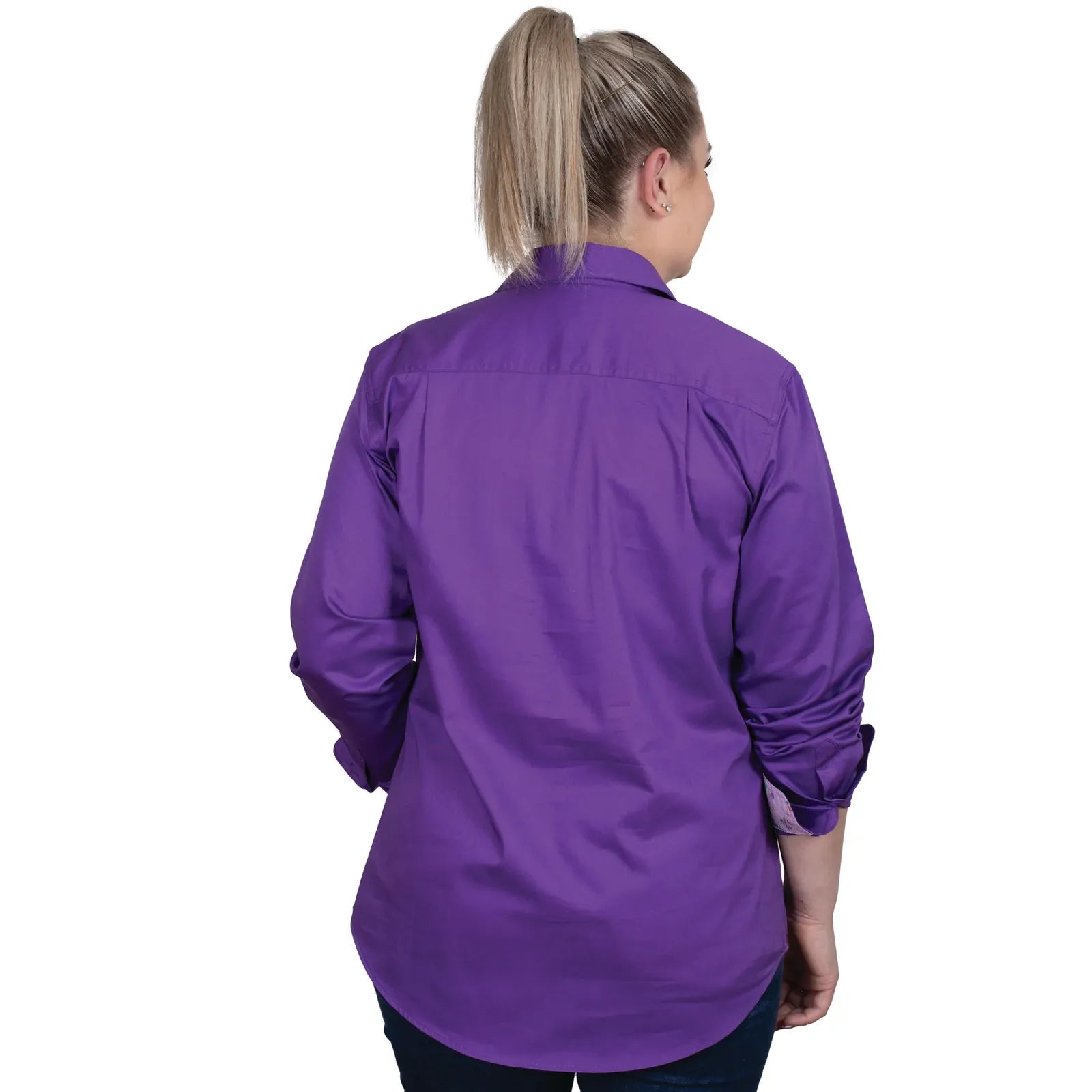 Just Country Womens Jahna Trim L/S Half Button Shirt (WWLS2508) Purple/Lavender Posey