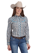 Roper Womens Karman Special Collection L/S Shirt (50086010) Plaid Blue [SD]