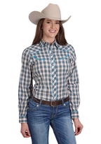 Roper Womens Karman Special Collection L/S Shirt (50086010) Plaid Blue [SD]