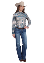 Roper Womens Karman Special Collection L/S Shirt (50086010) Plaid Blue [SD]