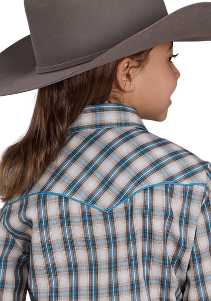 Roper Girls Karman Special Collection L/S Shirt (80086010) Plaid Blue [SD]
