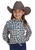 Roper Girls Karman Special Collection L/S Shirt (80086010) Plaid Blue [SD]