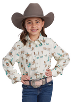 Roper Girls Five Star Collection L/S Shirt (80590100) Print White [SD]