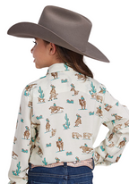 Roper Girls Five Star Collection L/S Shirt (80590100) Print White [SD]