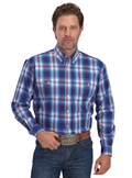 Roper Mens Amarillo Collection L/S Shirt (01378015) Plaid Blue