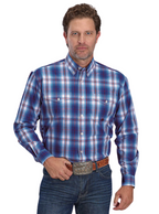 Roper Mens Amarillo Collection L/S Shirt (01378015) Plaid Blue