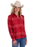 Roper Womens Studio West Collection L/S Shirt (50590534) Print Red [SD]