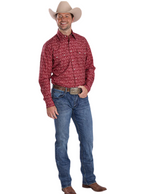 Roper Mens West Made Collection L/S Shirt (01064475) Print Red [SD]