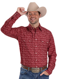Roper Mens West Made Collection L/S Shirt (01064475) Print Red [SD]