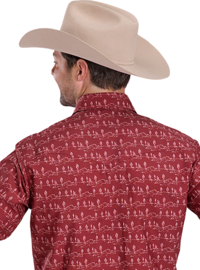 Roper Mens West Made Collection L/S Shirt (01064475) Print Red [SD]