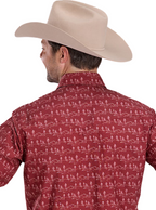 Roper Mens West Made Collection L/S Shirt (01064475) Print Red [SD]