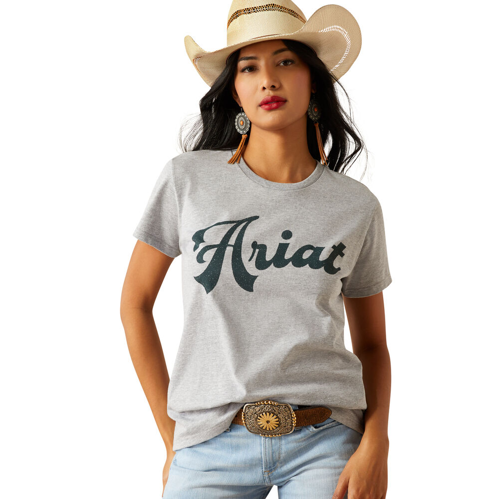 Ariat Womens Old School Script S/S Tee (10055165) Grey Heather